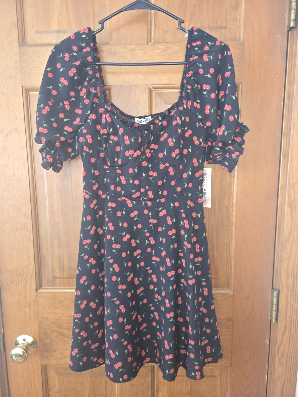 Inspired Hearts Black Cherry Print Mini Dress